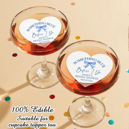 Something Blue Drink Toppers/Edible Bridal Party Decorations/Bachelorette Party Favors/Custom Bridal Shower Cocktail Toppers/Summer Wedding