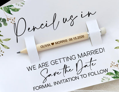 Pencil Us In Save The Date Cards/Personalised Wedding Invitations/Minimalist Save The Date/Thank You Gifts/Wedding Favors For Guests in Bulk