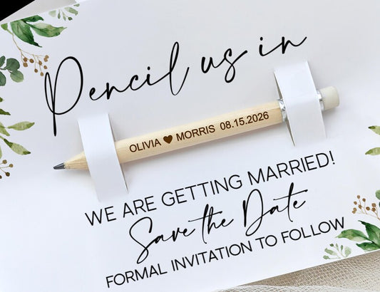 Pencil Us In Save The Date Cards/Personalised Wedding Invitations/Minimalist Save The Date/Thank You Gifts/Wedding Favors For Guests in Bulk