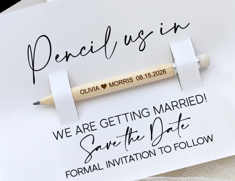 Pencil Us In Save The Date/Wedding Favours Pencils/Personalized Engraved Favors/Custom Rustic Wedding Wooden Favors Ideas/Wedding Invitation